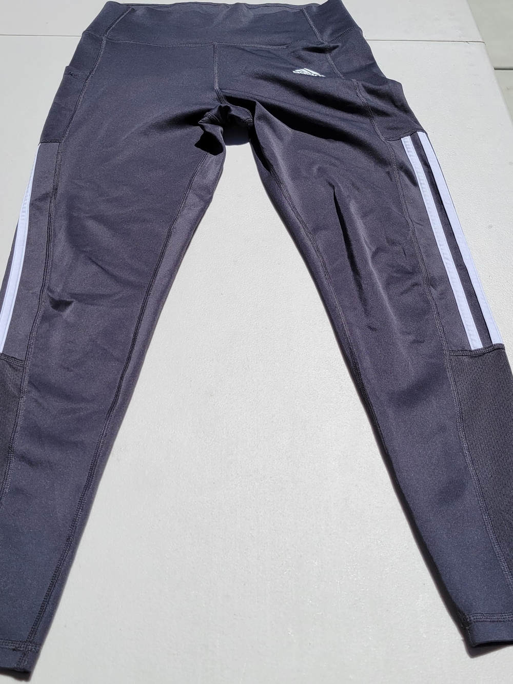 Adidas Woman's Black Athletic Leggings with Side Stripe - Picture 3 of 7